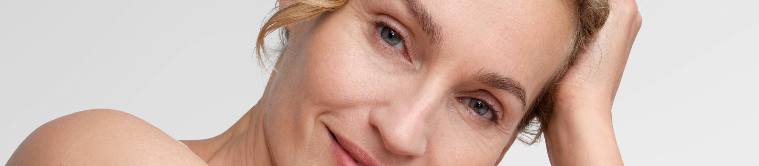 Blonde woman smiling