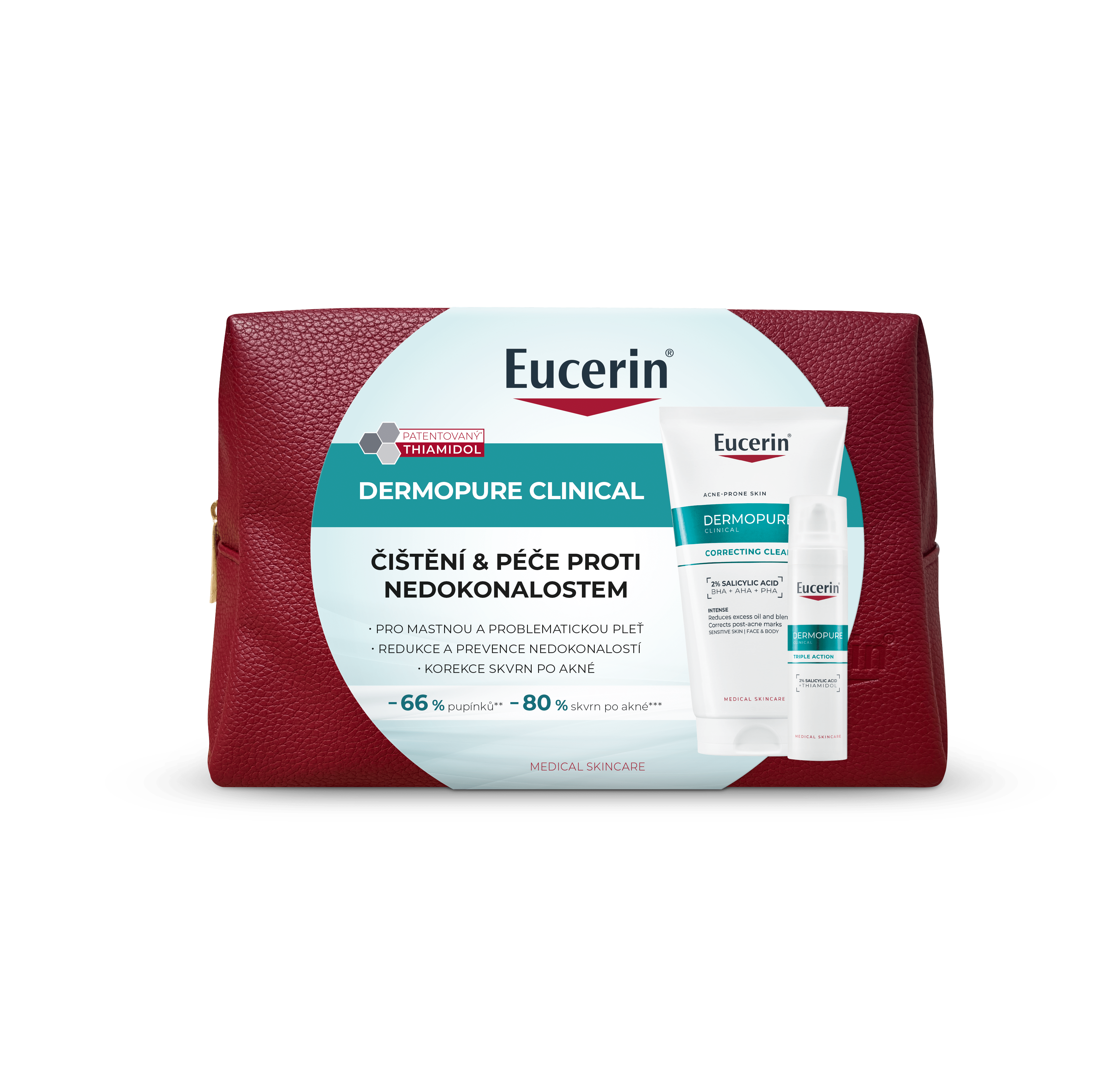 Vánoční balení DermoPure Clinical Fluid s trojitým účinkem + Exfoliační čisticí gel