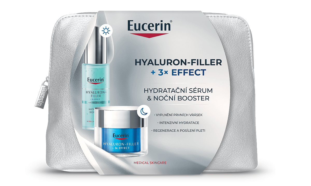 Vánoční taštička Eucerin Hyaluron-Filler + 3x Effect Hydratační a noční booster