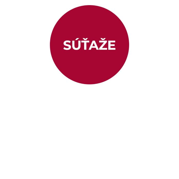 červené kolečko s nápisom Súťaže