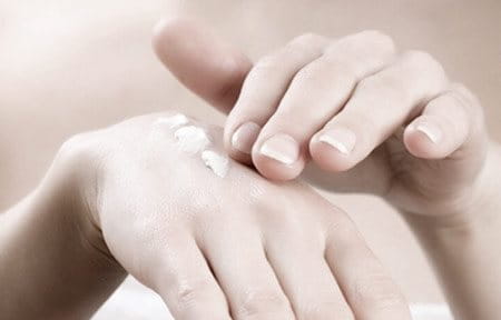 Lotion on hands