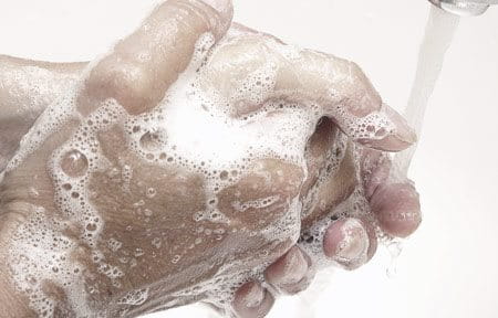 Soapy hands.