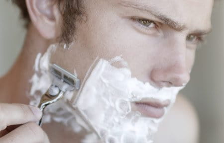 men shaving face