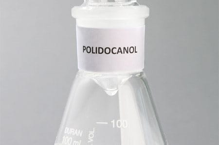 A bottle containing Polidocanol