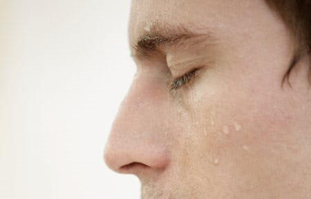 Man with sweat on his face
