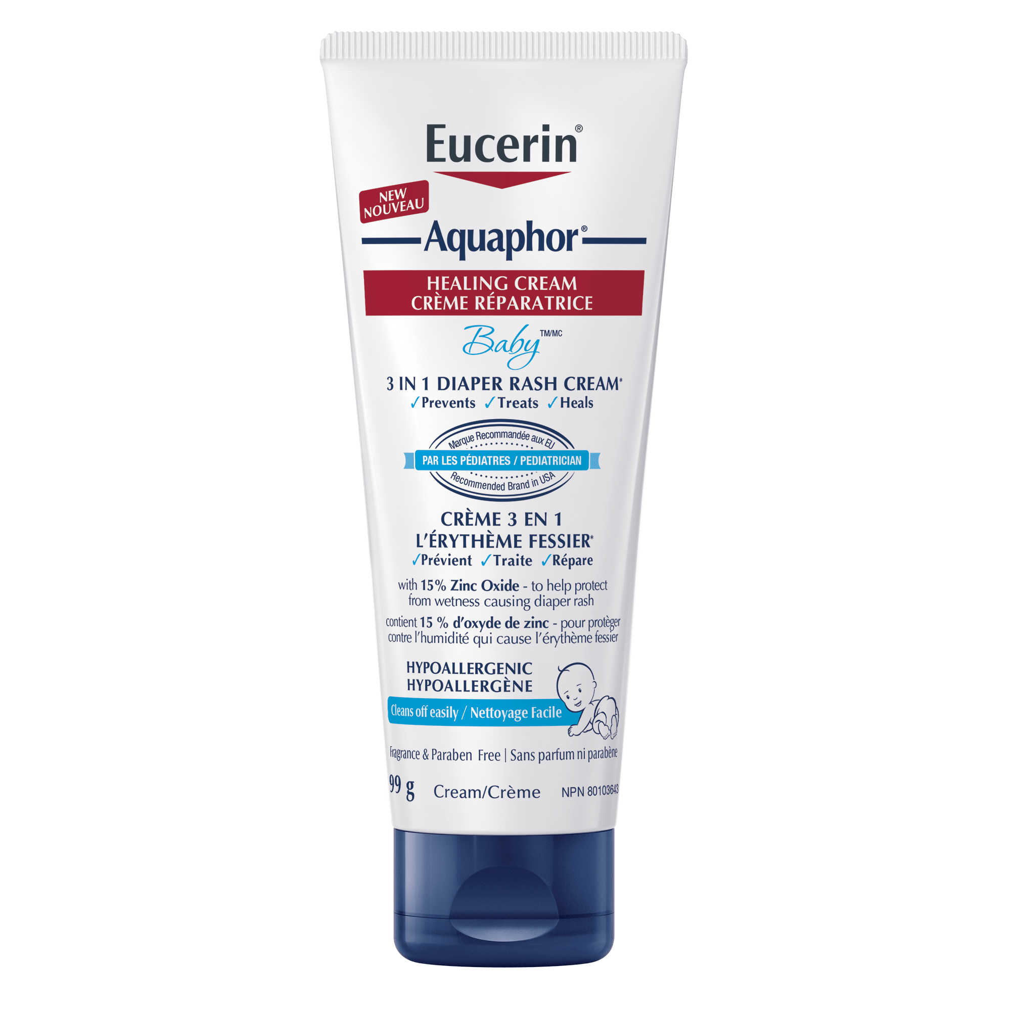 Eucerin Aquaphor Baby 3-in-1 Diaper Rash Cream 