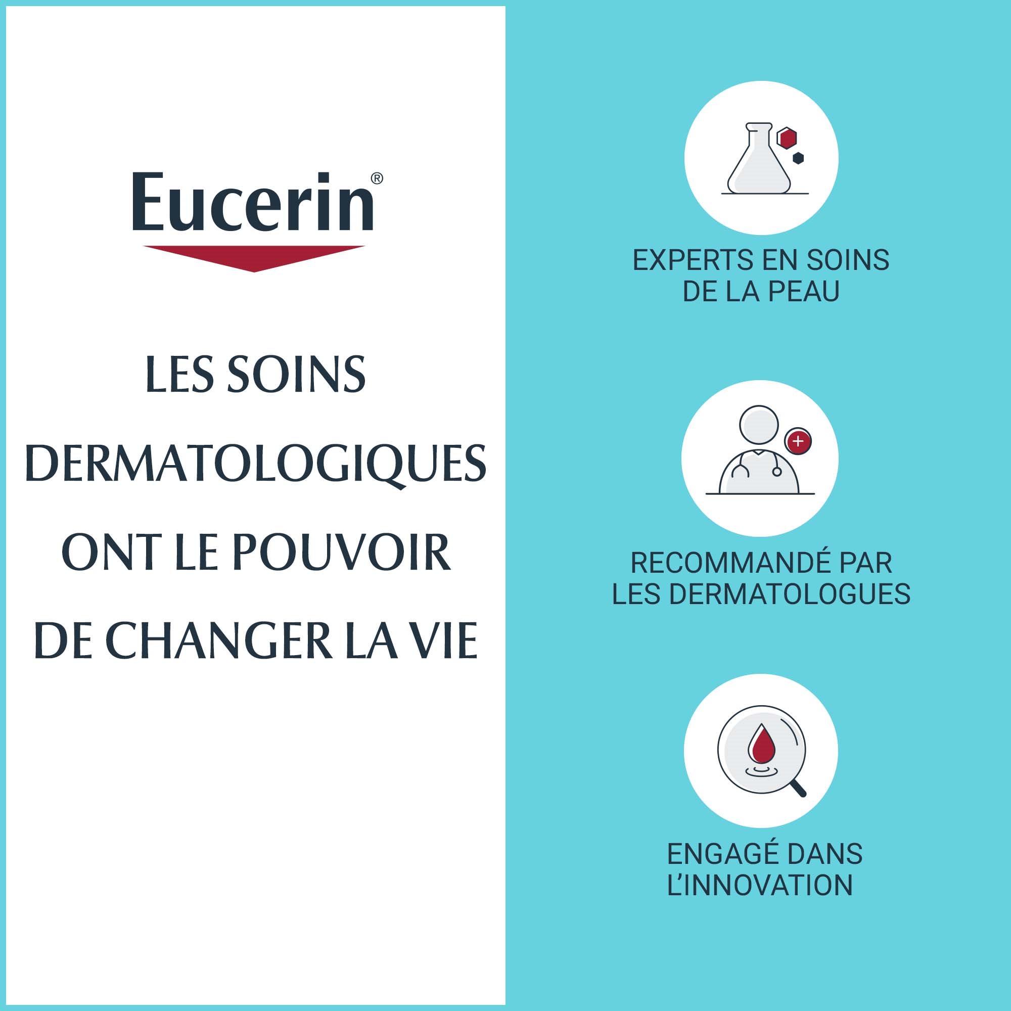 Image décrivant les avantages associés à l’utilisation des produits de soin Eucerin.