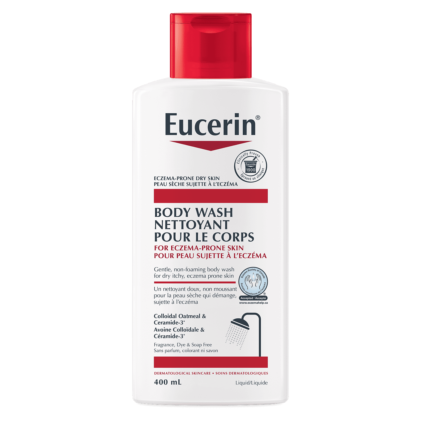 Image of Eucerin Body Wash for Eczema Prone Skin packshot.