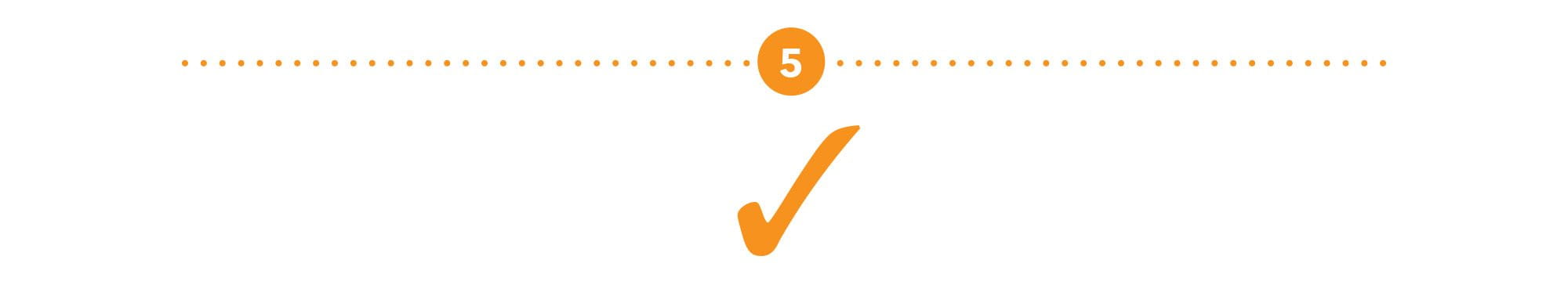 An orange checkmark icon.