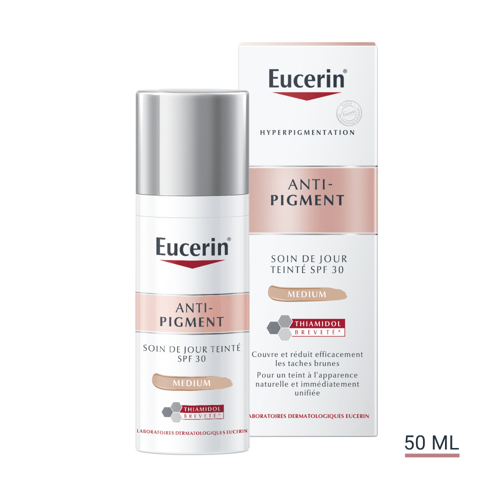 Eucerin Anti-Pigment Day SPF 30 Tinted Light provides coverage.