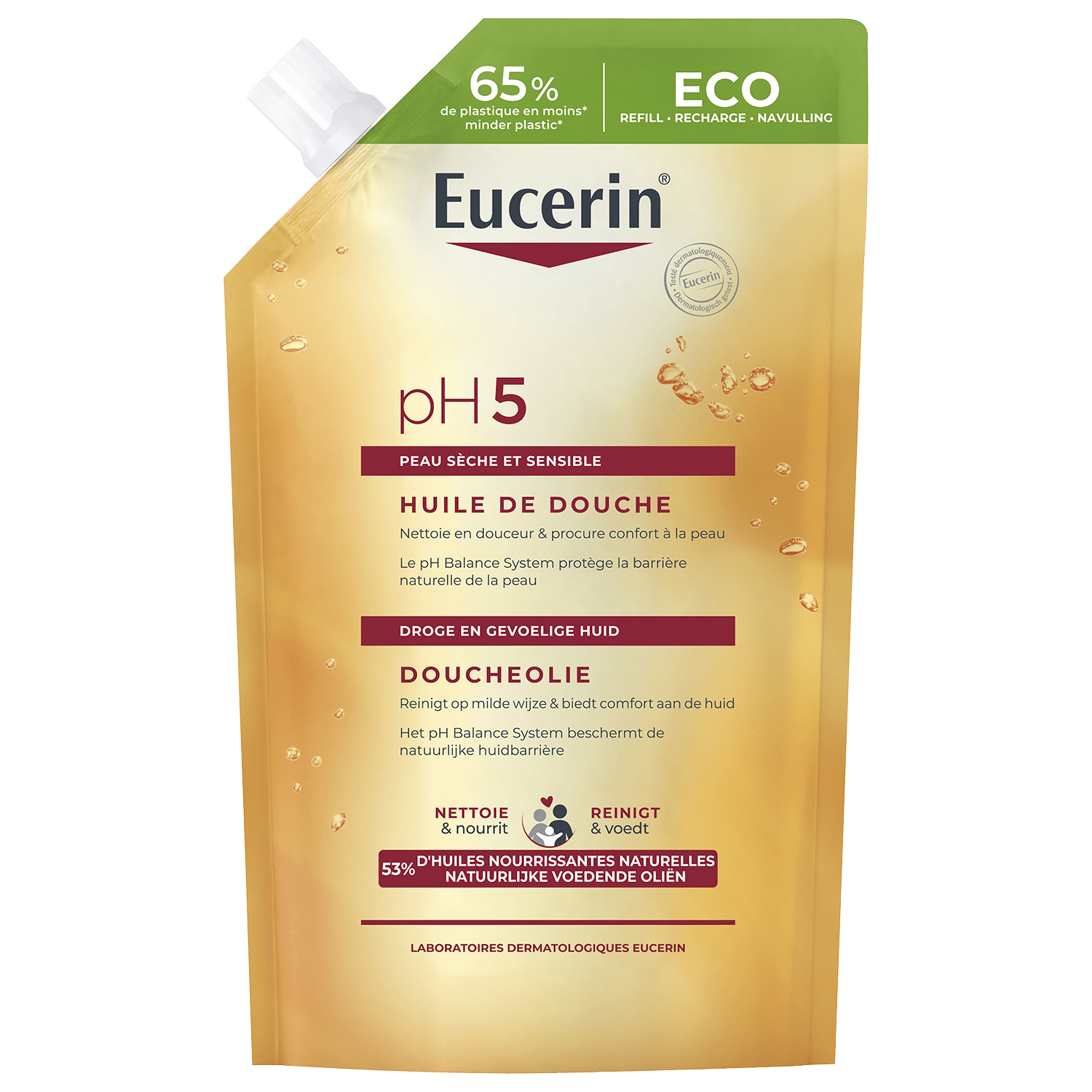 Emballage Eco recharge Eucerin entouré d