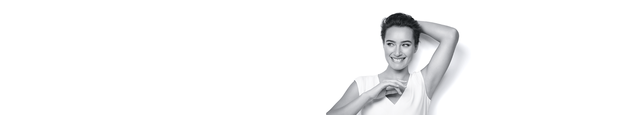 Female smiling in black and white