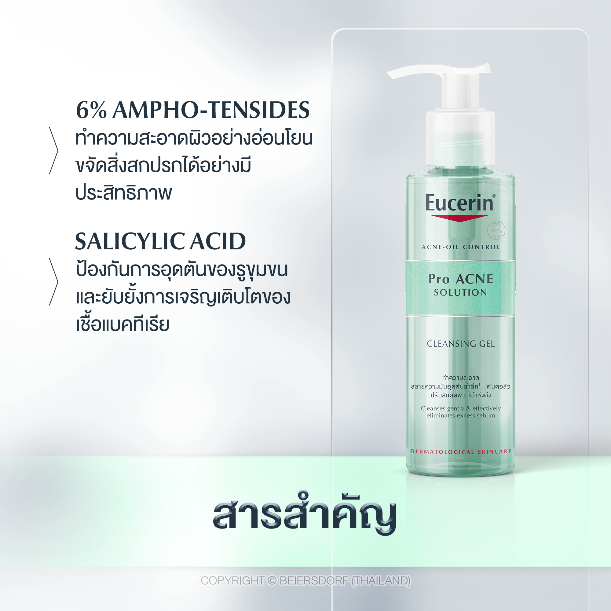 Eucerin Pro ACNE SOLUTION CLEANSING GEL คลีนซิ่งเจล  เช็ดทำความสะอาดผิวหน้าอย่างล้ำลึก | Eucerin