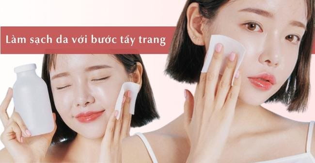 Tẩy trang là bước cần thiết trong quy trình skincare cho da khô nhạy cảm 