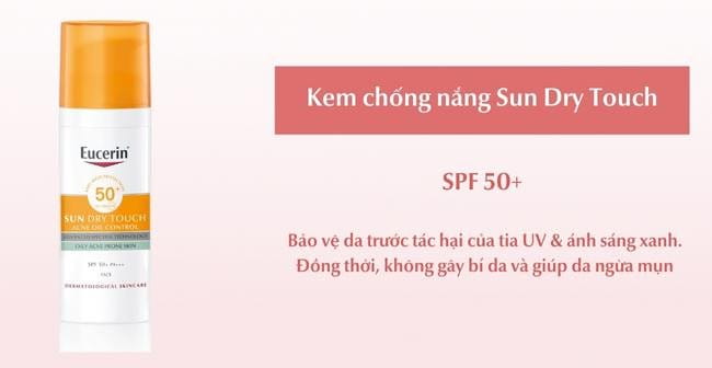 Kem chống nắng SPF50+ Eucerin giúp bảo vệ da khô nhạy cảm