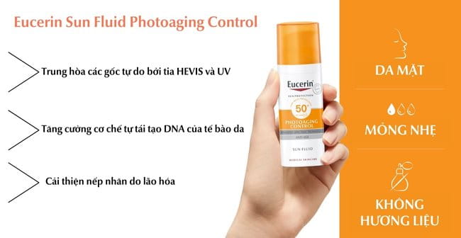 Kem chống nắng cho da dầu mụn ngừa lão hóa Eucerin Sun Fluid Photoaging Control