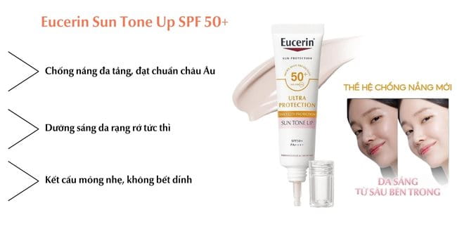 Kem chống nắng nâng tone cho da dầu mụn Eucerin Sun Tone Up