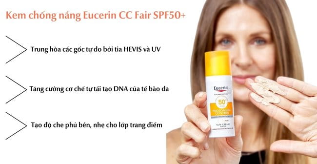 Kem chống nắng trang điểm cho da dầu mụn Eucerin CC Fair SPF50+