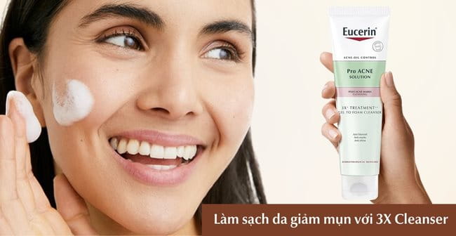 Gel rửa mặt giảm mụn Eucerin ProAcne 3X Cleanser