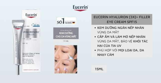 Kem dưỡng vùng da mắt Eucerin Hyaluron-Filler Eye Cream SPF15