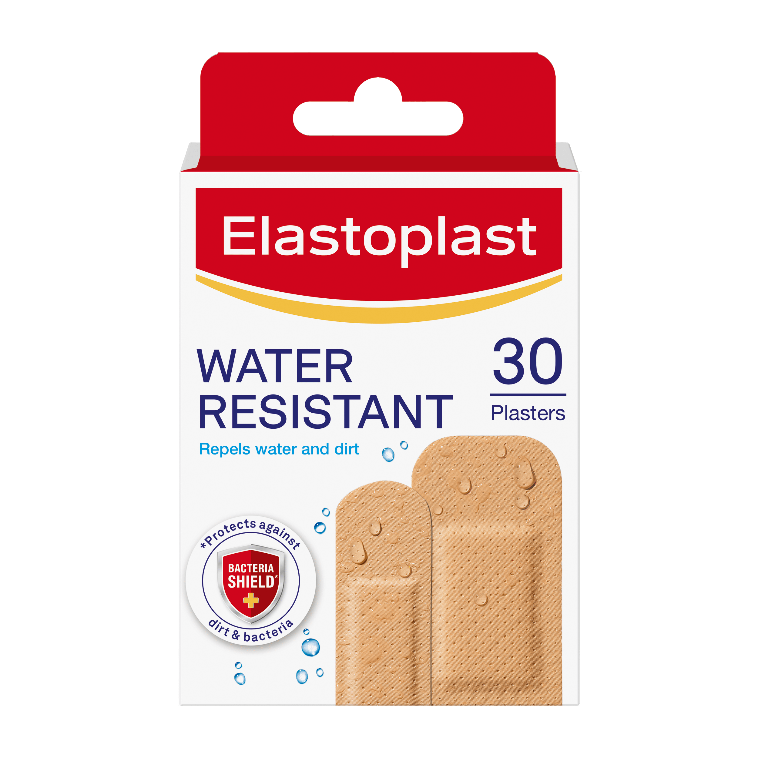 Packshot of Elastoplast Water Resistant 30 strips assorted