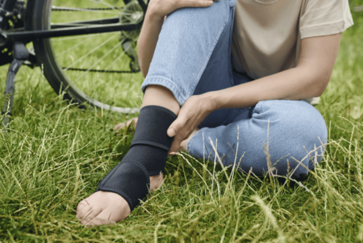 woman experiencing a sprained ankle