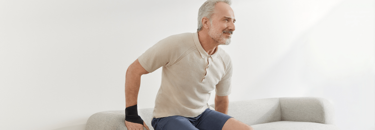 man wearing a wrist support