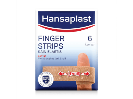 Hansaplast Kain Elastis Finger Strip untuk menutup dan merawat luka berdarah di tangan.