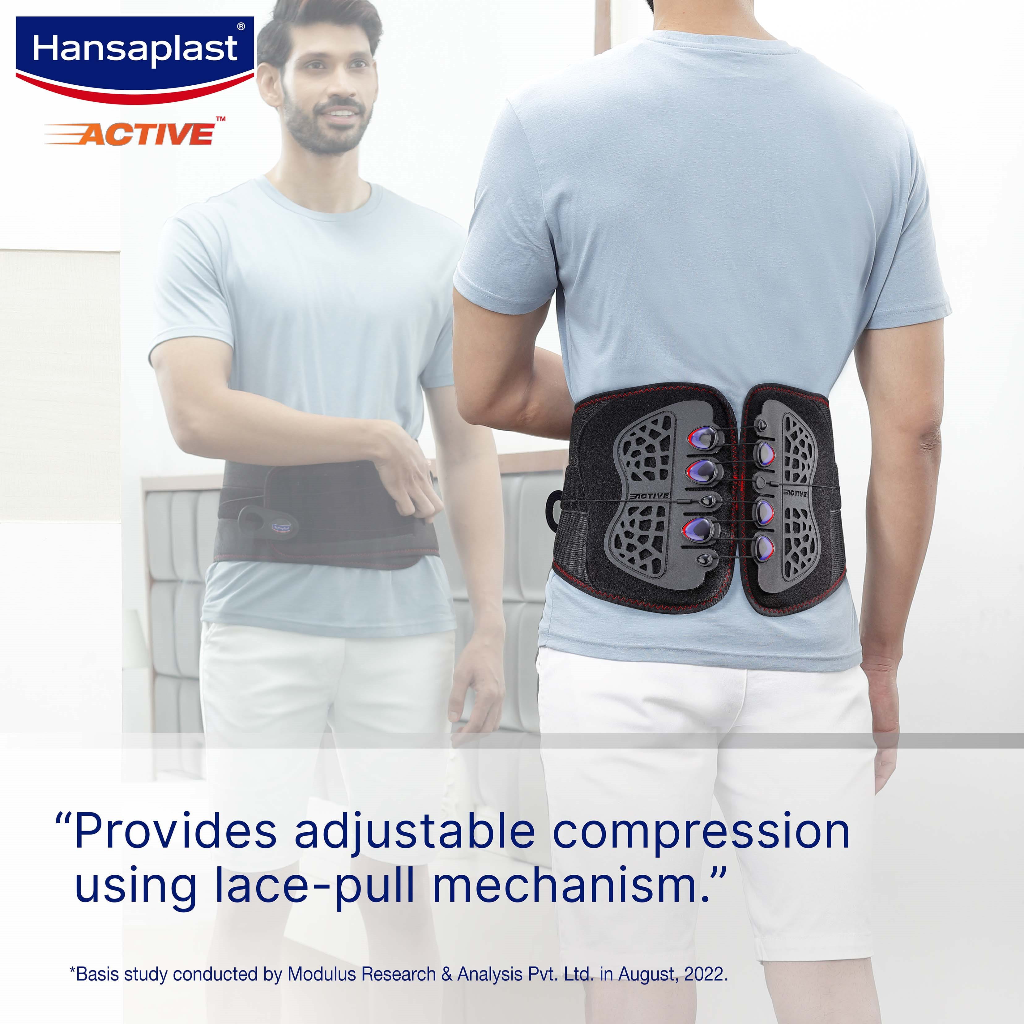 Lace pull mechanism in pull lower back support
