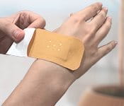 Seal the wound with the plaster