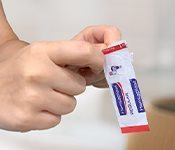 Remove the plaster, open from the direction mentioned “pull here”