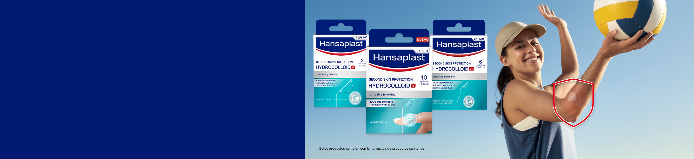 A boy is climbing a tree with a GREEN & PROTECT Plaster from Hansaplast on his knee.