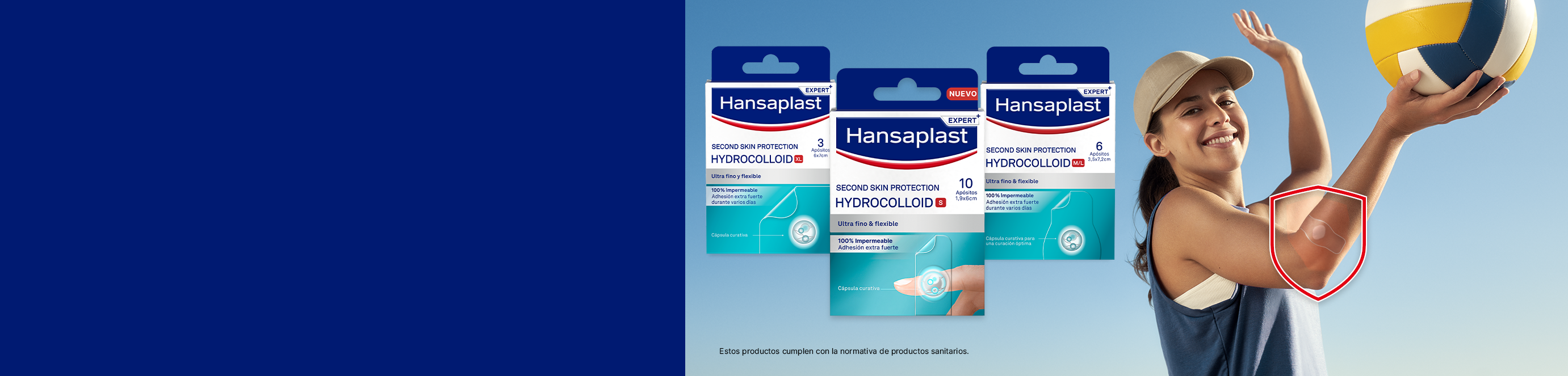 A boy is climbing a tree with a GREEN & PROTECT Plaster from Hansaplast on his knee.