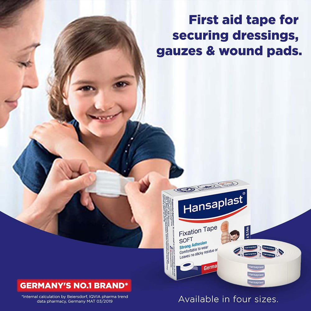 Hansaplast Soft Fixation Tape for Wound Dressing | Skin Friendly |Strong Adhesion | Micropore Tape | Easy to Tear | Germany's No.1 Brand | Latex Free