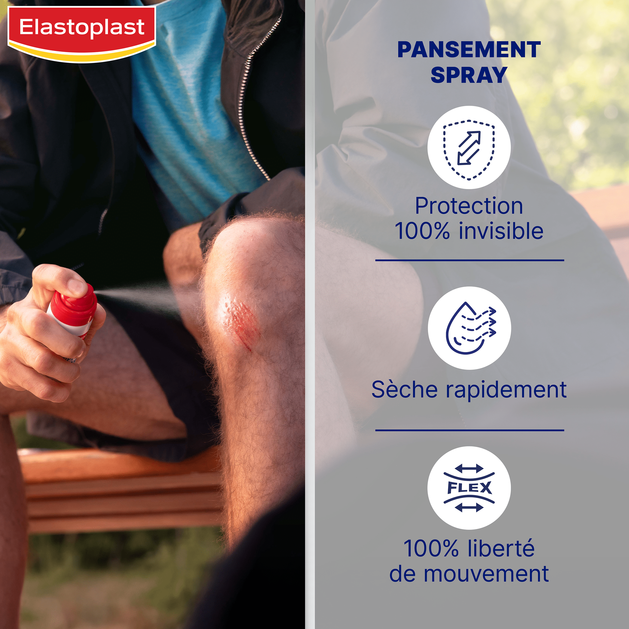 Image montrant les avantages du produit Pansement Spray Second Skin Protection Elastoplast