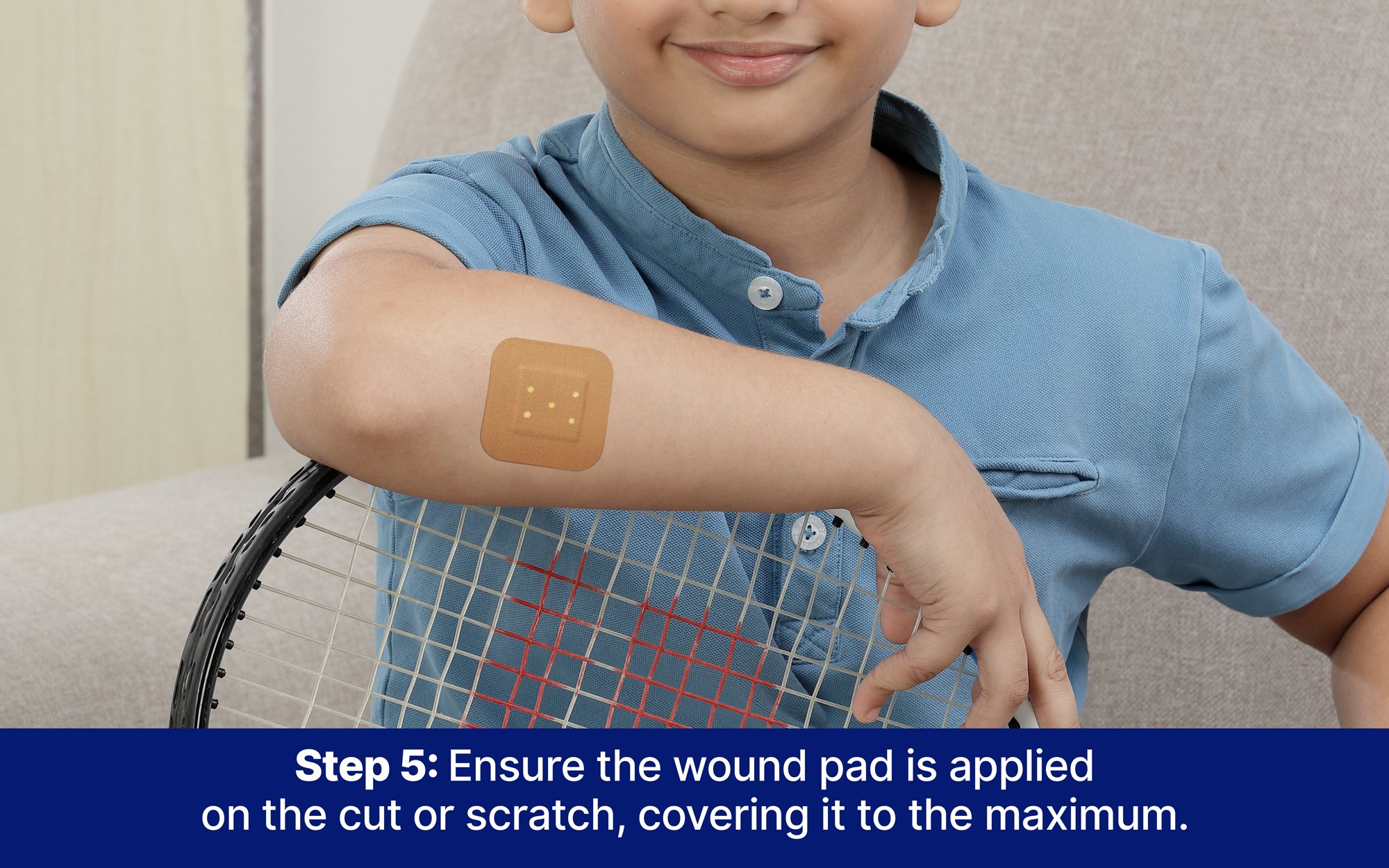 Cover the entire cut or scratch completely with the wound pad