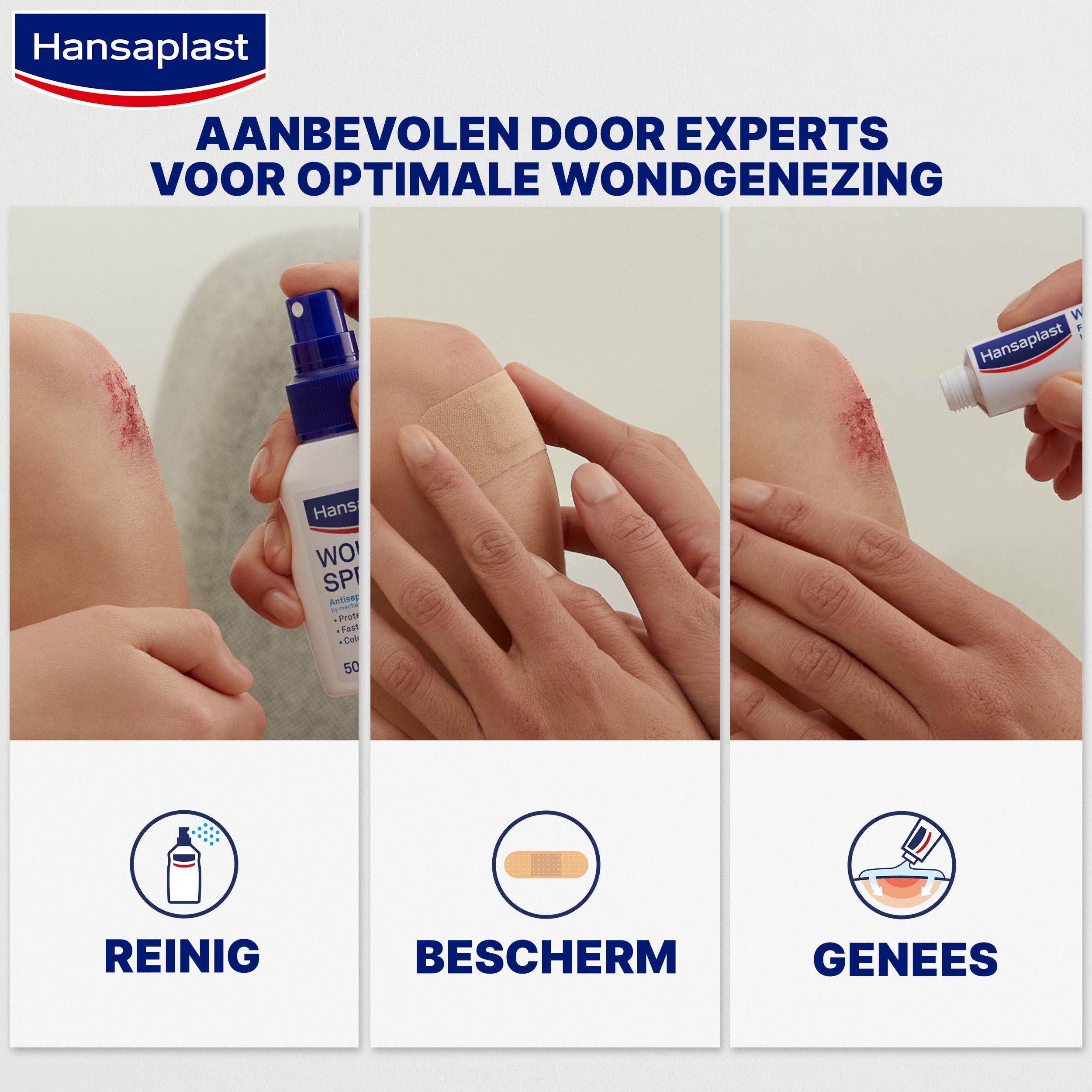 Infographic die laat zien hoe Hansaplast Hydrocolloide Pleister S aan te brengen