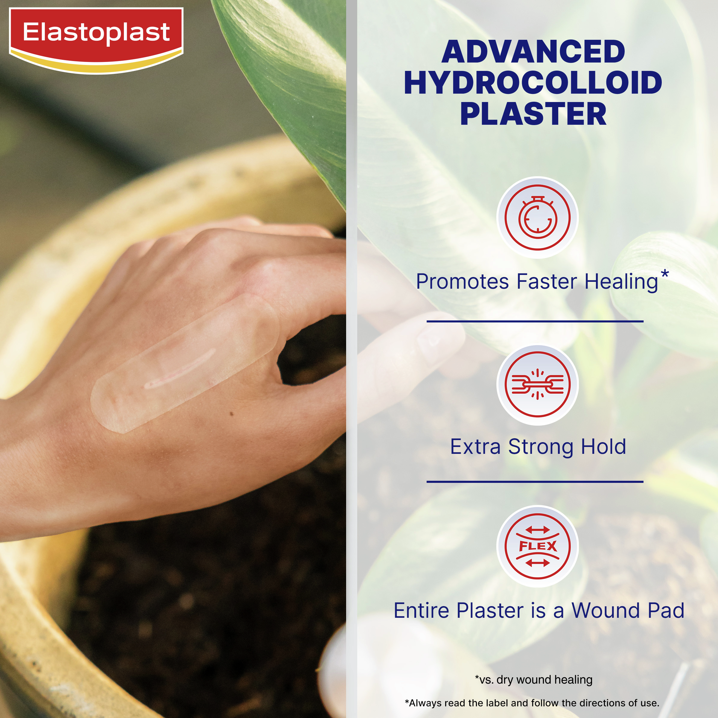 Infographic highlighting product benefits of small Second Skin Hydrocolloid Plasters