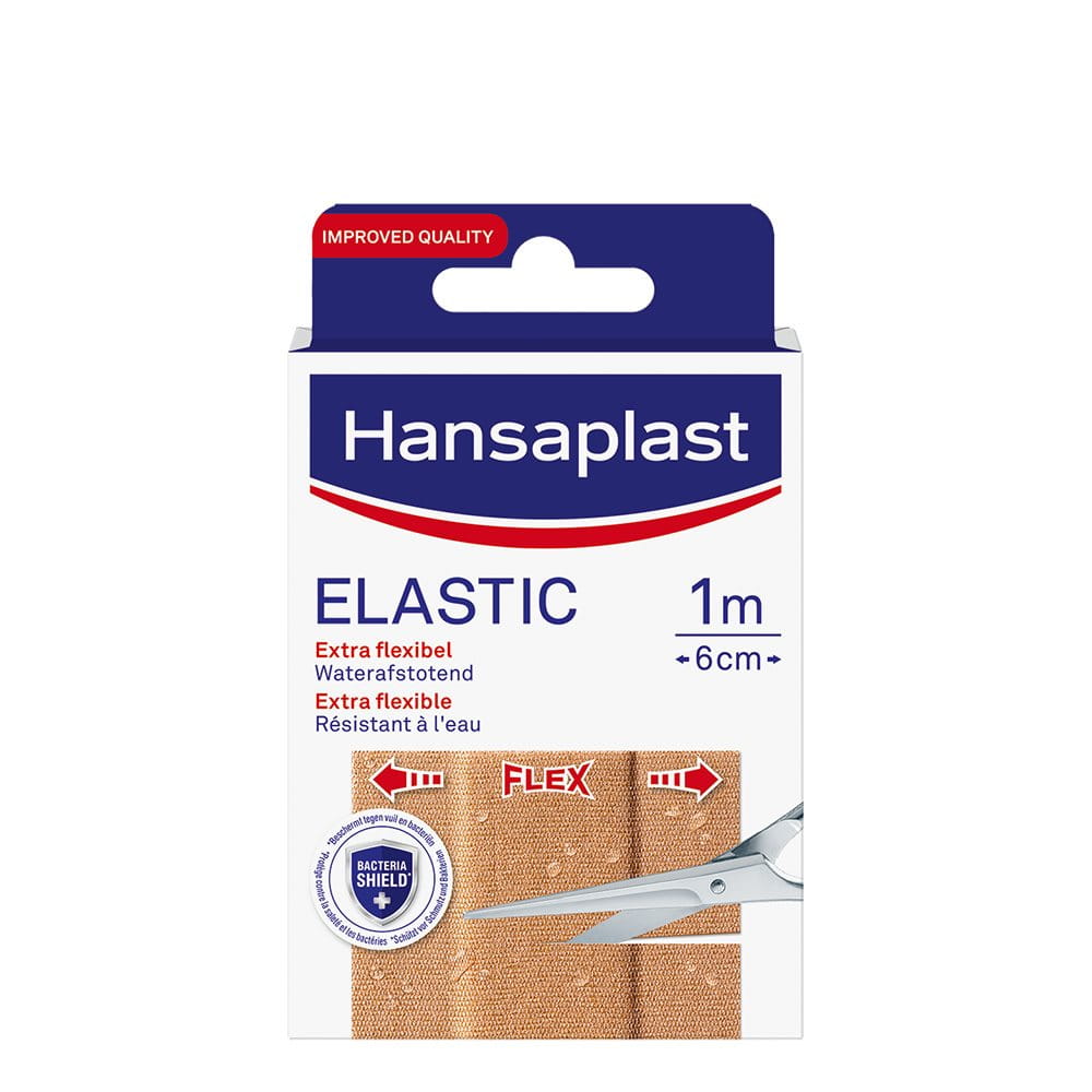 Hansaplast Elastic plaster roll packshot, 1 m × 6 cm for flexible, cut-to-size wound protection