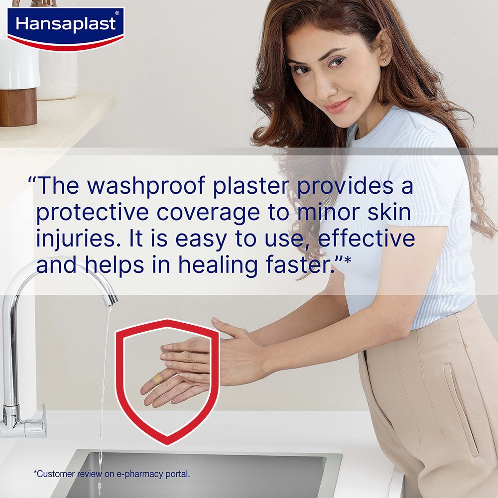 Hansaplast Antiseptic Washproof Bandage for injury & wounds | First Aid | Water resistant | Provides Comfort to the Wound in Water | For Kids & Adults