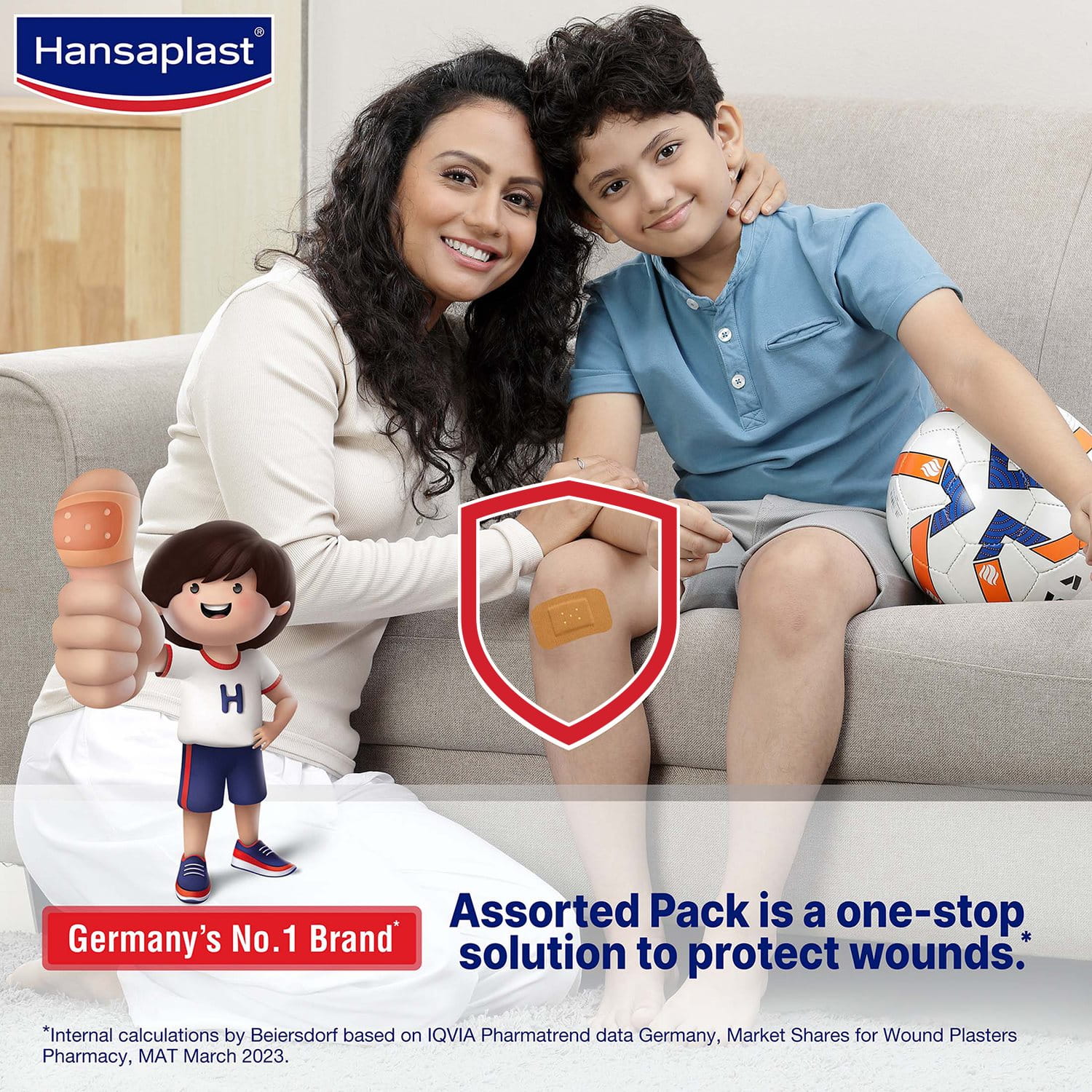 Hansaplast Antiseptic Plasters | Various Shapes & Sizes Bandage | Pack of 50 Units | First Aid kit | Breathable fabric | Home Essential Kit | Antiseptic Wound Pad