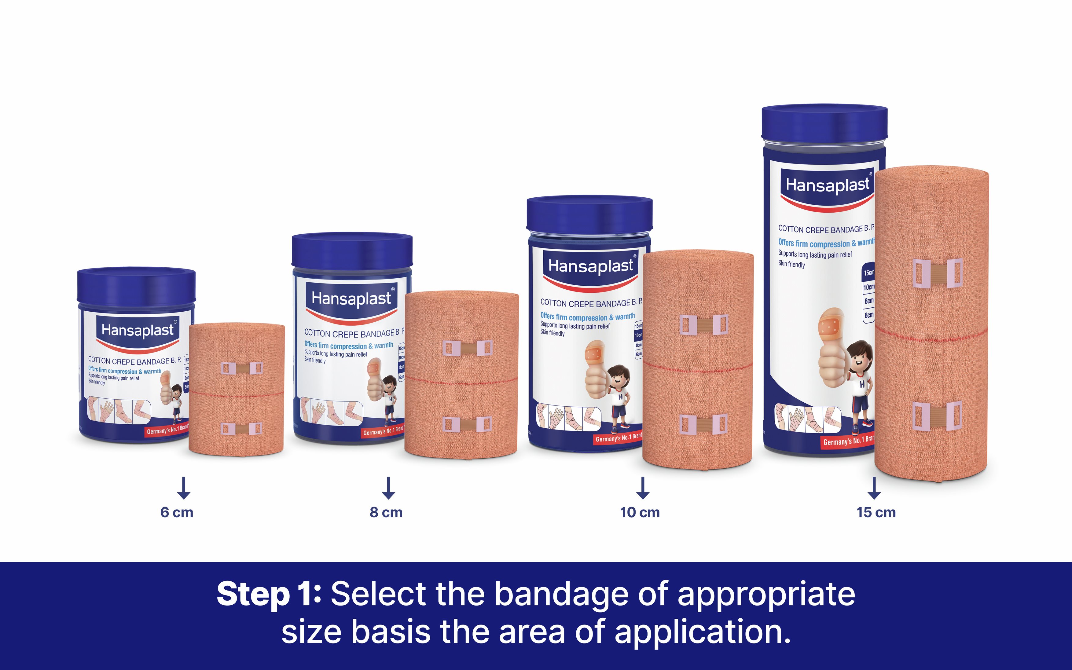 Hansaplast Soft Cotton Crepe Bandage For Pain Relief | Skin-Friendly | Crepe Bandage For Hands, Legs and Ankle Support | Provides Warmth And Firm Support To The Affected Area