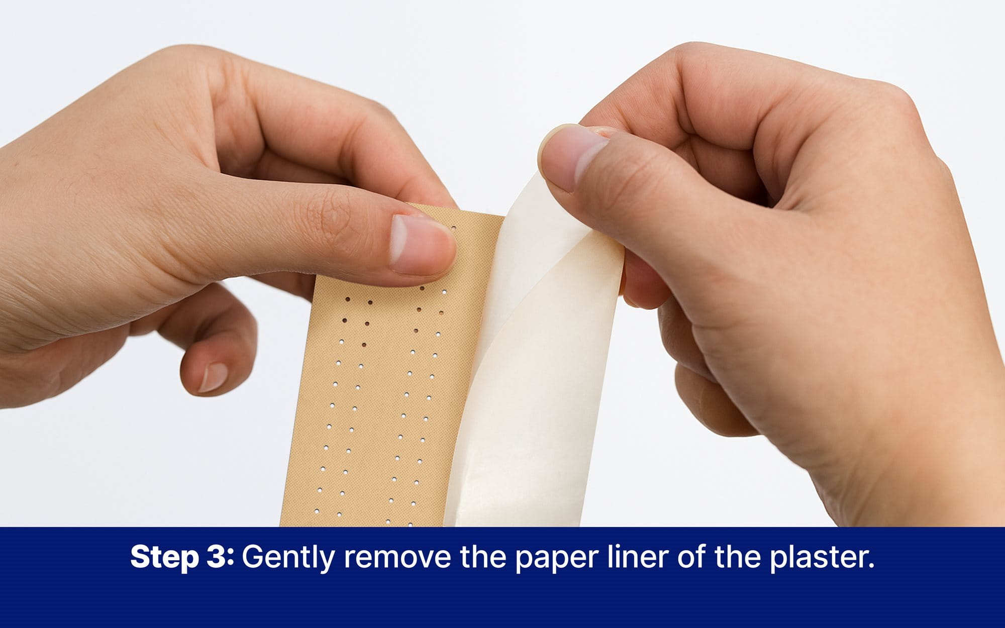 Remove the paper liner from the plaster