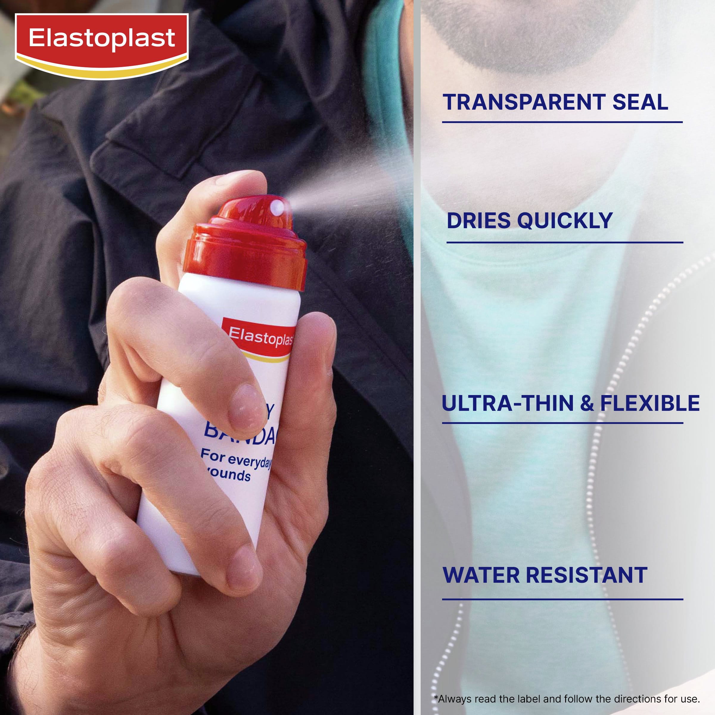 Image showing product benefits of Elastoplast Second Skin Spray Plaster