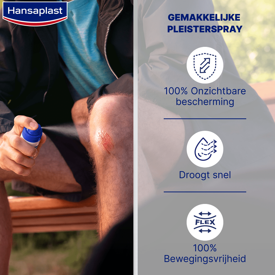 Infographic met de productvoordelen van Hansaplast Second Skin Wondspray